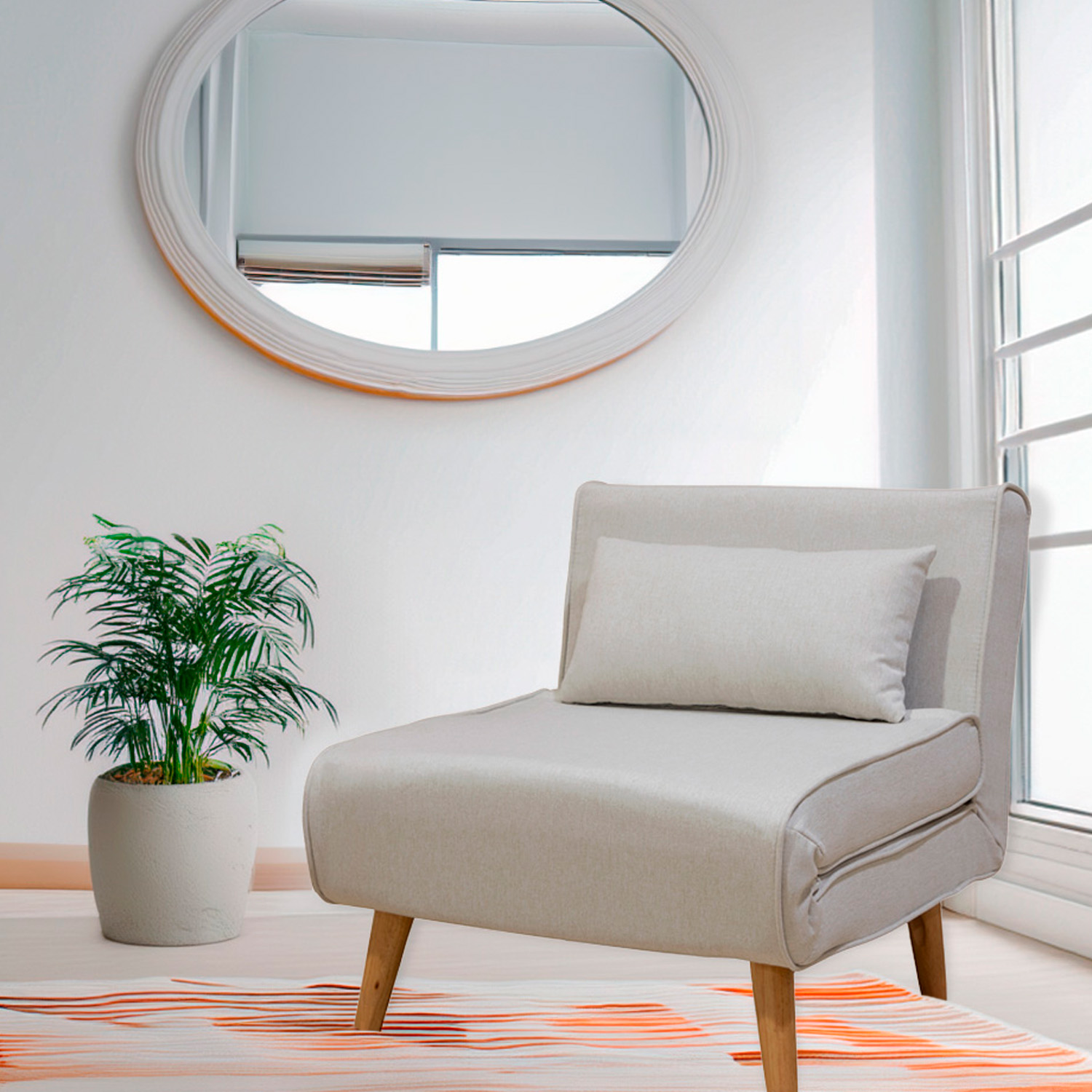 Ilios Innova | Sofá Cama Plegable Individual | Resistente y Elegante Sillón Armable Convertible con Estructura de Madera con cojín