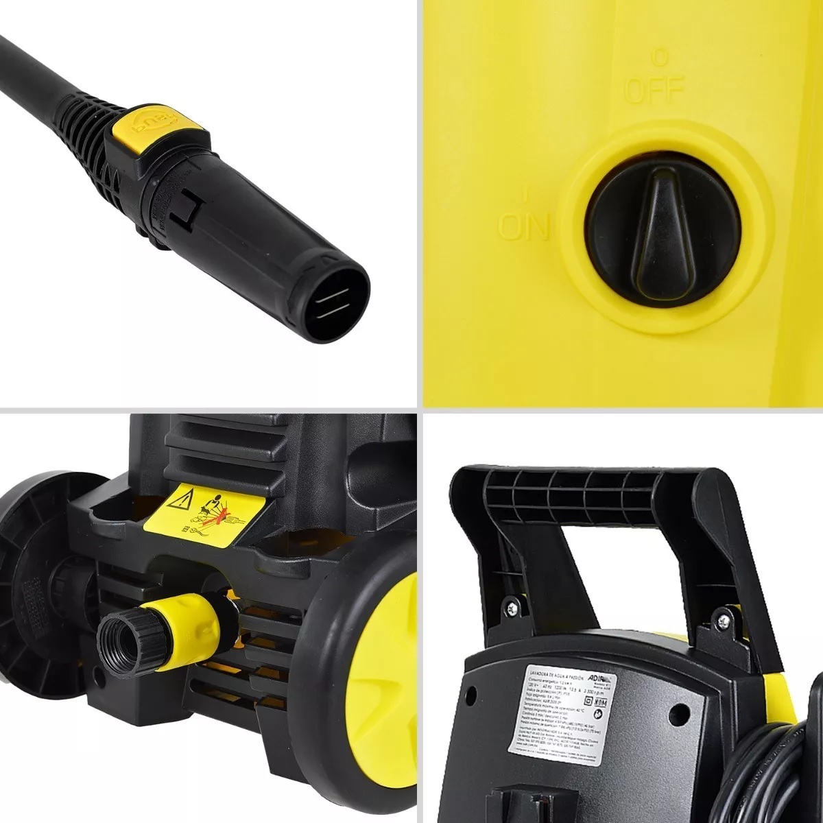 Hidrolavadora 2030psi 1200w Adr411 Adir Color Amarillo