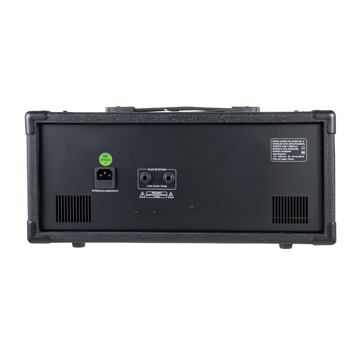 Consola amplificadora 1,800 W PMPO 8 canales con Bluetooth Kaiser MIX-2308DUSB.