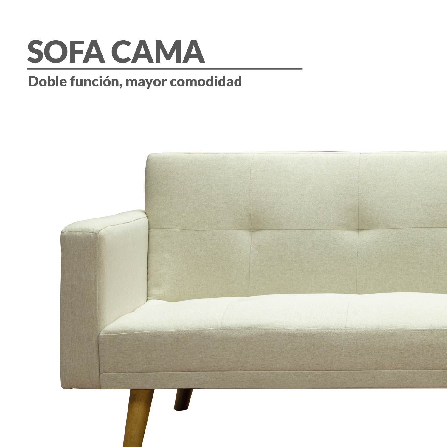 Ilios Innova | Sofá Cama Plegable Con Antebrazos | Resistente y Elegante Sillón Armable Convertible con Estructura de Madera Tapizado Lino