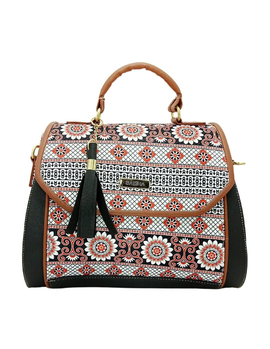 Bolsa artesanal de cuero vegano y yute.