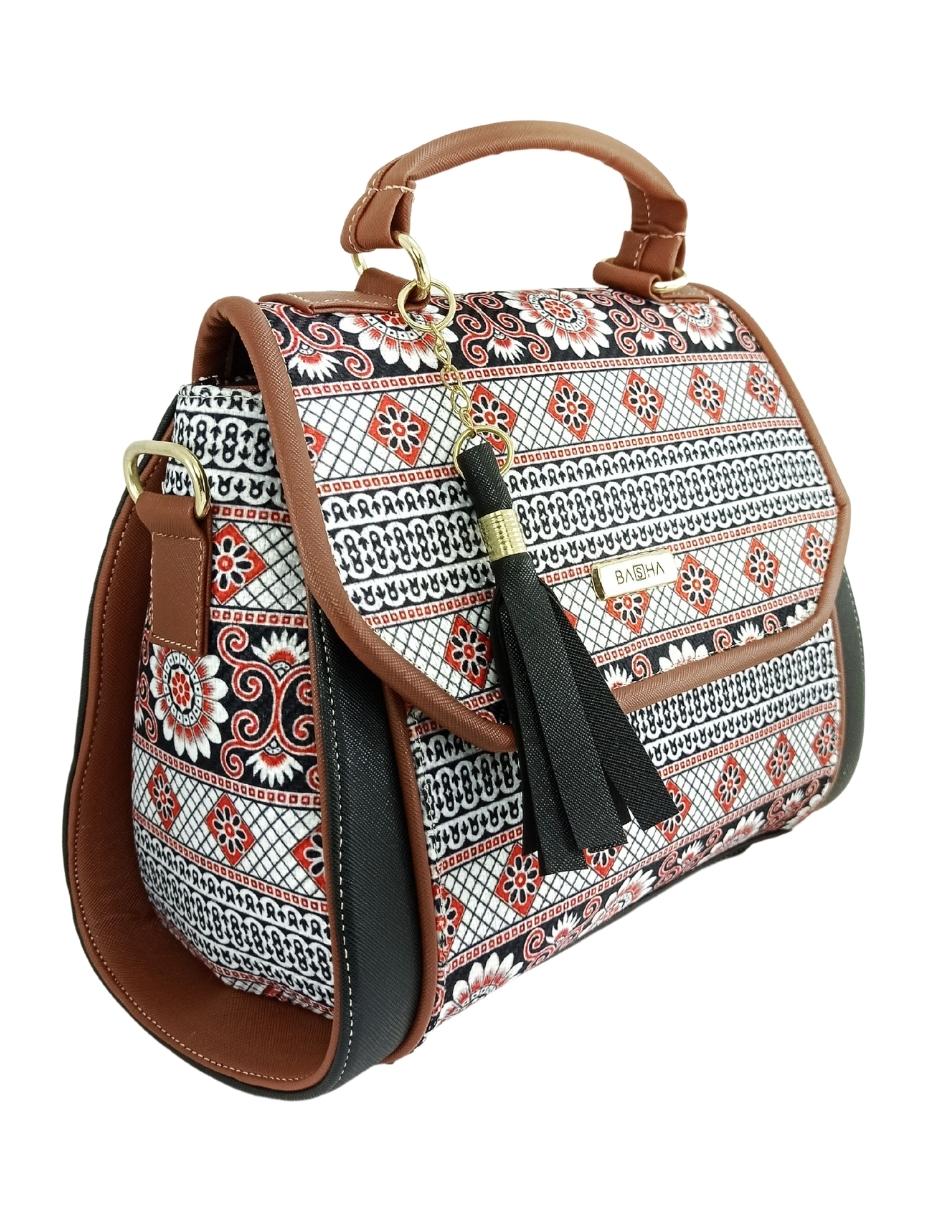 Bolsa artesanal de cuero vegano y yute.
