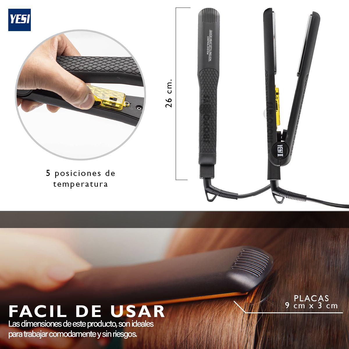 Plancha De Cabello Yesi II Placas De Cerámica Selladora