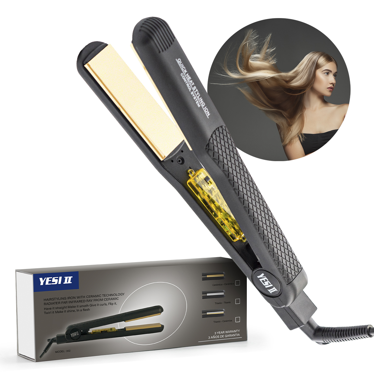 Plancha De Cabello Yesi II Placas De Cerámica Selladora