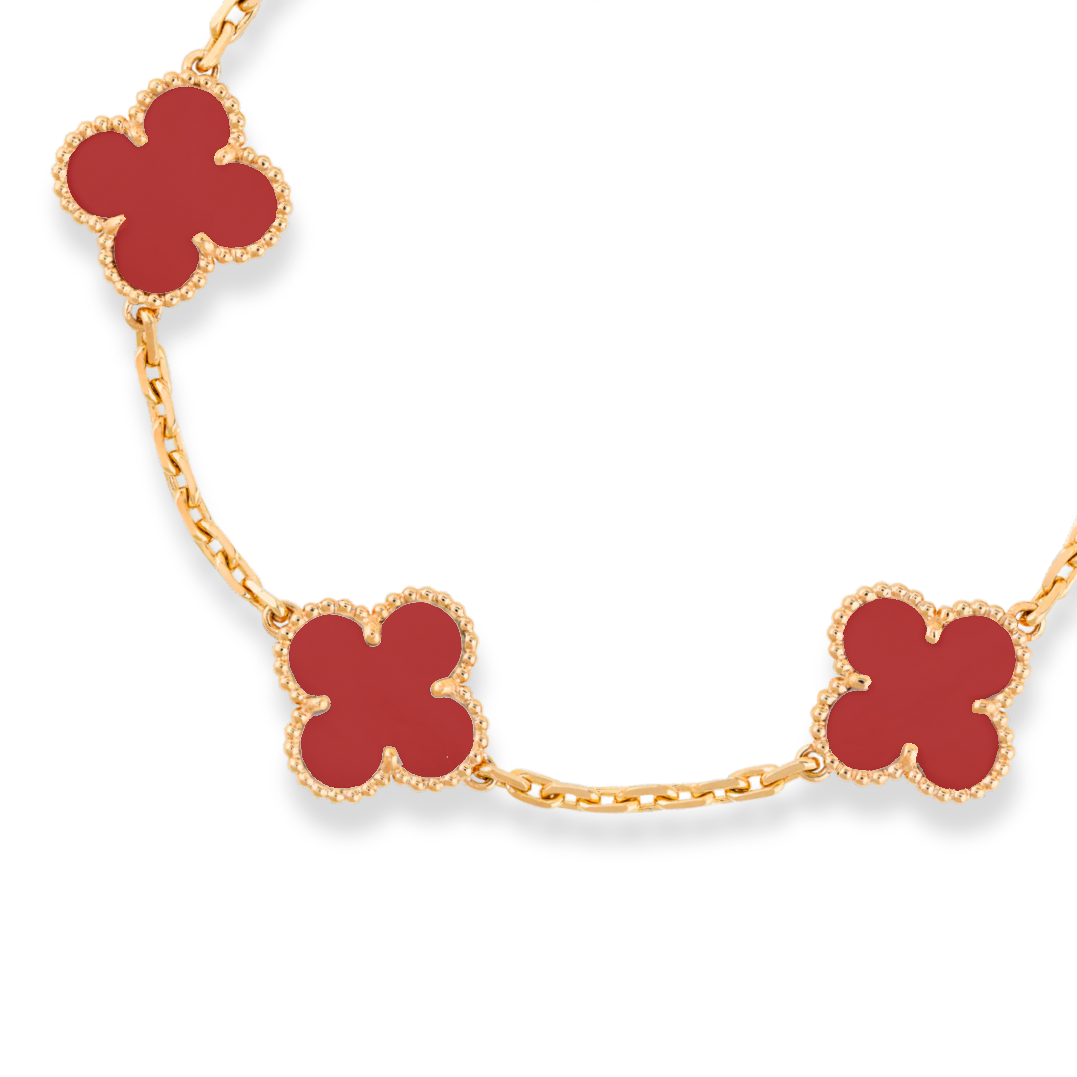 Pulsera Trébol Rojo Oro Turco 14 Kilates. Oro Fino Joyería..