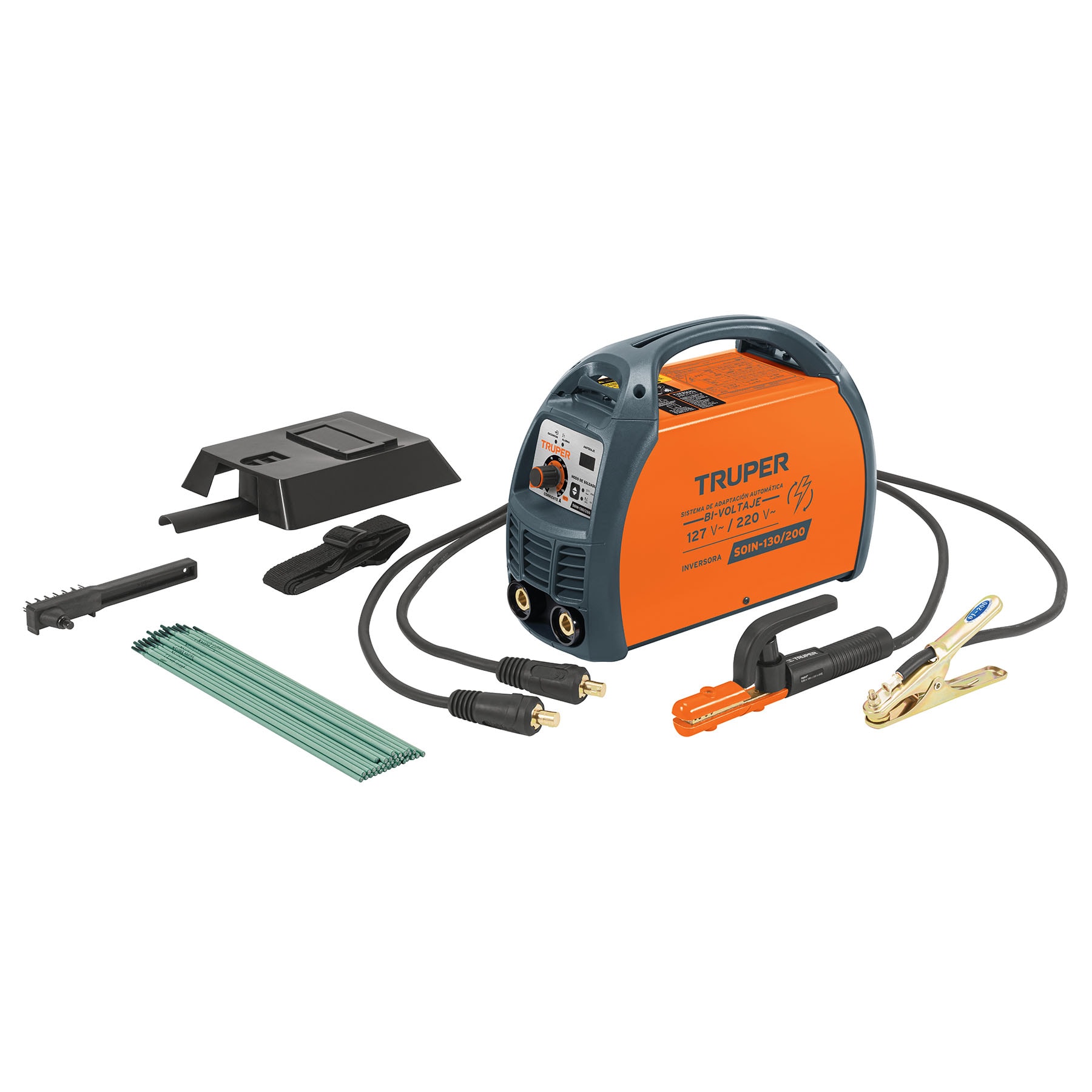 Soldadora inversora Truper bi voltaje 200 A 127 V/220 V 16053 naranja