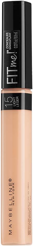 Maybelline Corrector Facial Fit Me Concealer Light, 6.8 g + Super Natural Polvo Compacto Matte, 220 Nat Beige, 12 gr.