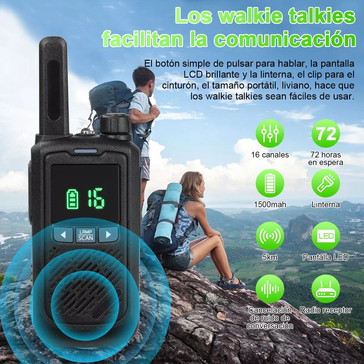 Walkie Talkie Radios Comunicación Recargable 5km 2pcs.