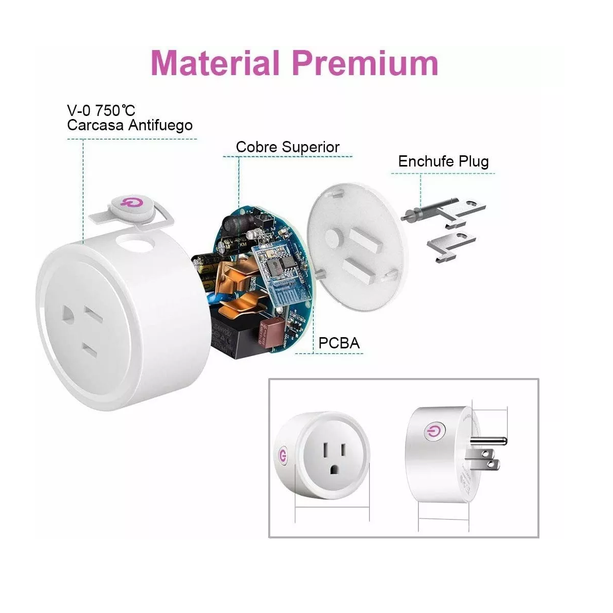 Enchufe Inteligente Wifi Smart Plug Alexa Google Home 4 Pack Color Blanco.