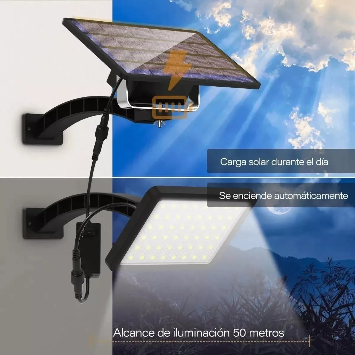 Lámpara Solar  Con Cable De 3m De Extensión