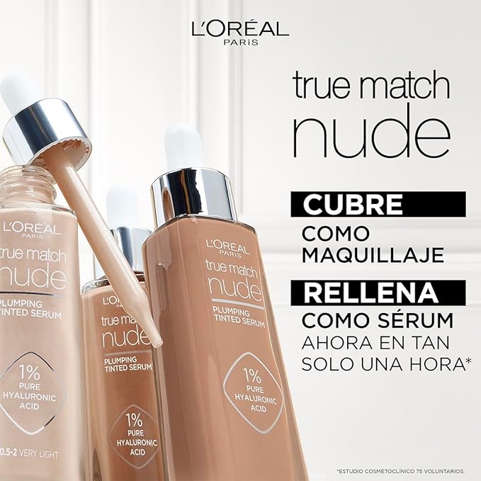 A L'Oréal Paris Serum rellenador con color y ácido hialurónico, True Match, Tono 4-5 Medium..