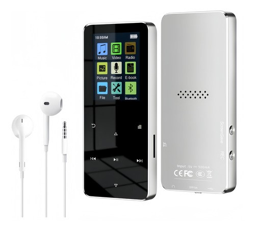 Reproductor Música Mp3 Mp4 Bluetooth Con Pantalla Táctil PLATA.