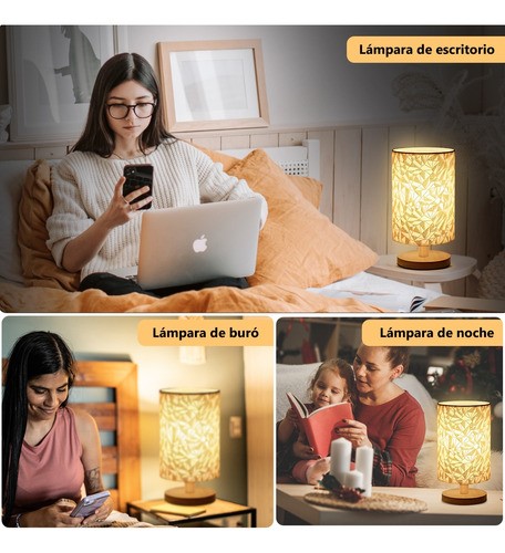Lámpara De Mesa Y Buró Usb Para Noche Ajuste Control Remoto.