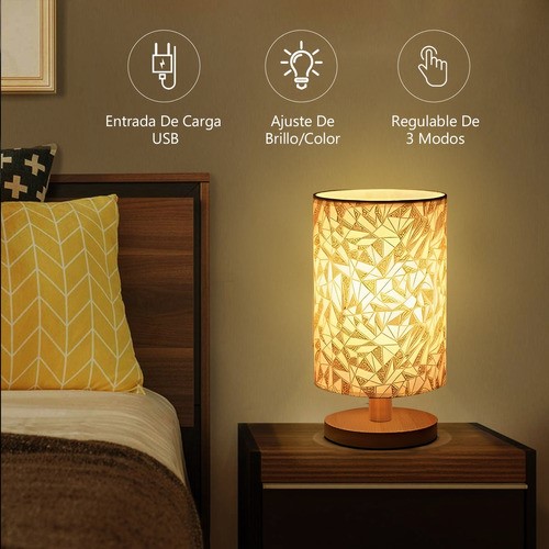 Lámpara De Mesa Y Buró Usb Para Noche Ajuste Control Remoto.