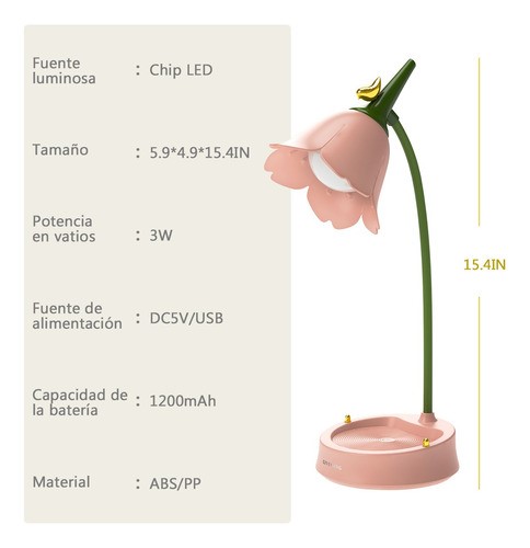 Lámpara De Escritorio De Flores Ajustable Lámpara Led Táctil