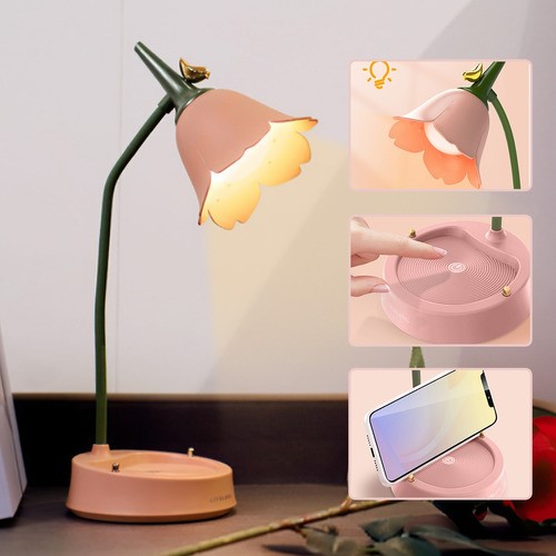 Lámpara De Escritorio De Flores Ajustable Lámpara Led Táctil