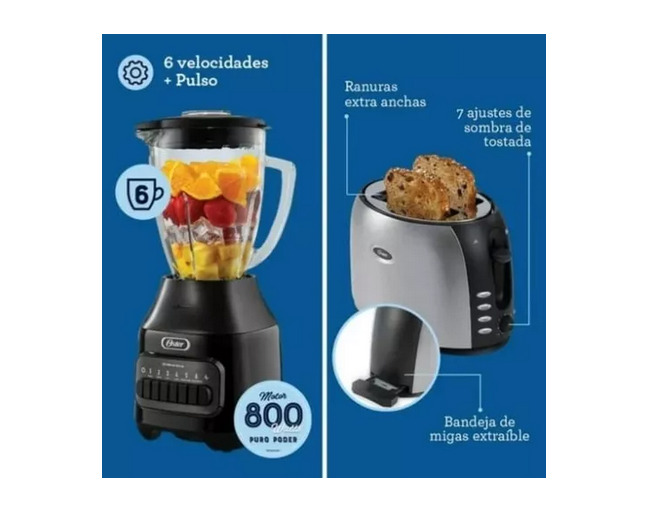 Combo Electrodomésticos Oster Licuadora, cafetera, waflera y tostador