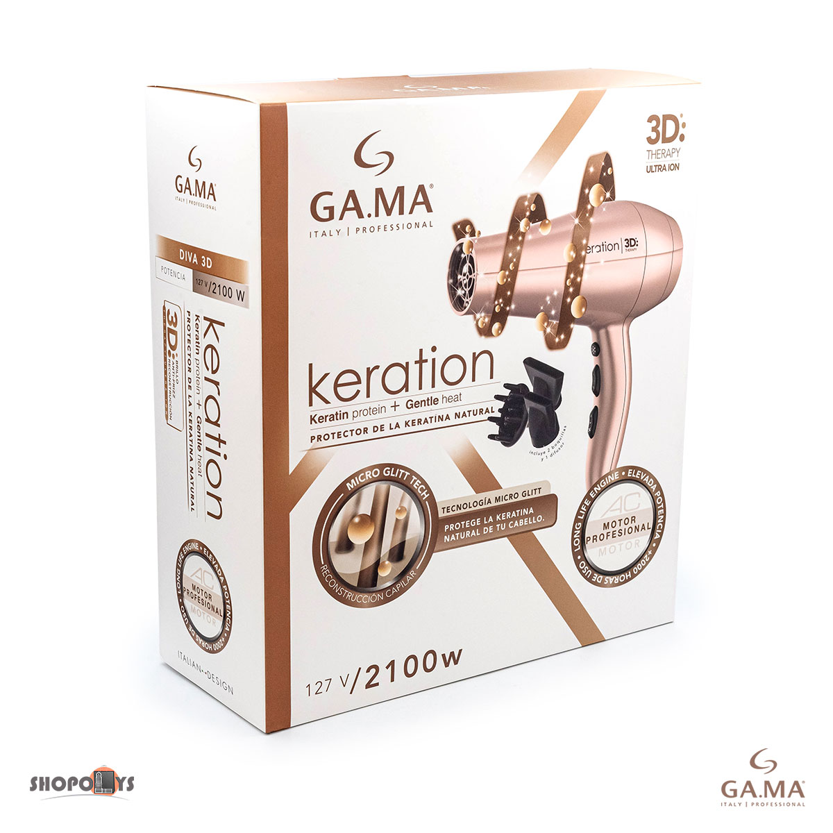 Secadora De Cabello Keration 3d Therapy 2100w Ga.ma Italy