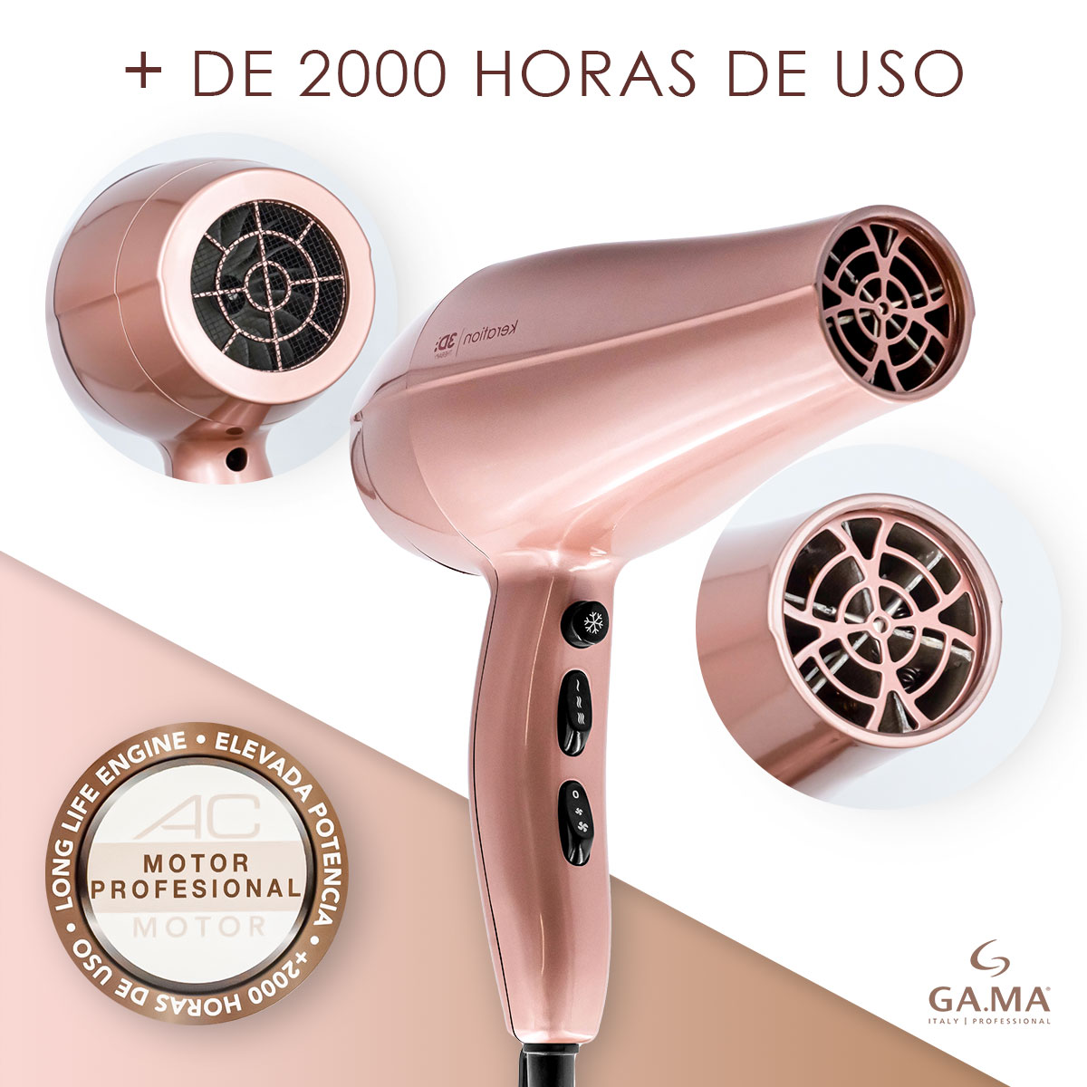 Secadora De Cabello Keration 3d Therapy 2100w Ga.ma Italy