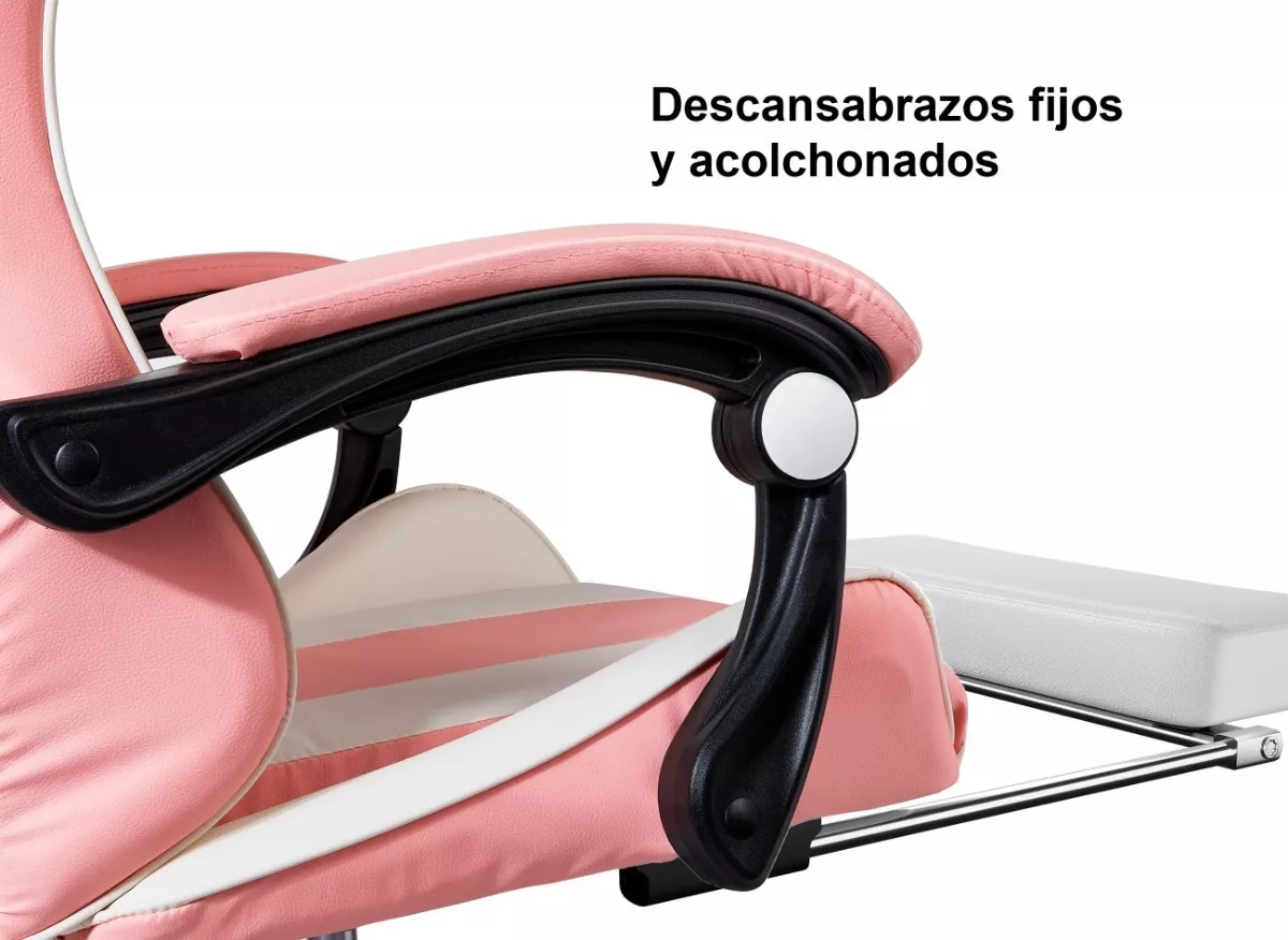 Silla Gamer Ergonómica Con Reposapiés Reclinable Cómoda Ouo Color Rosa/Blanco Material del tapizado Cuero sintético.