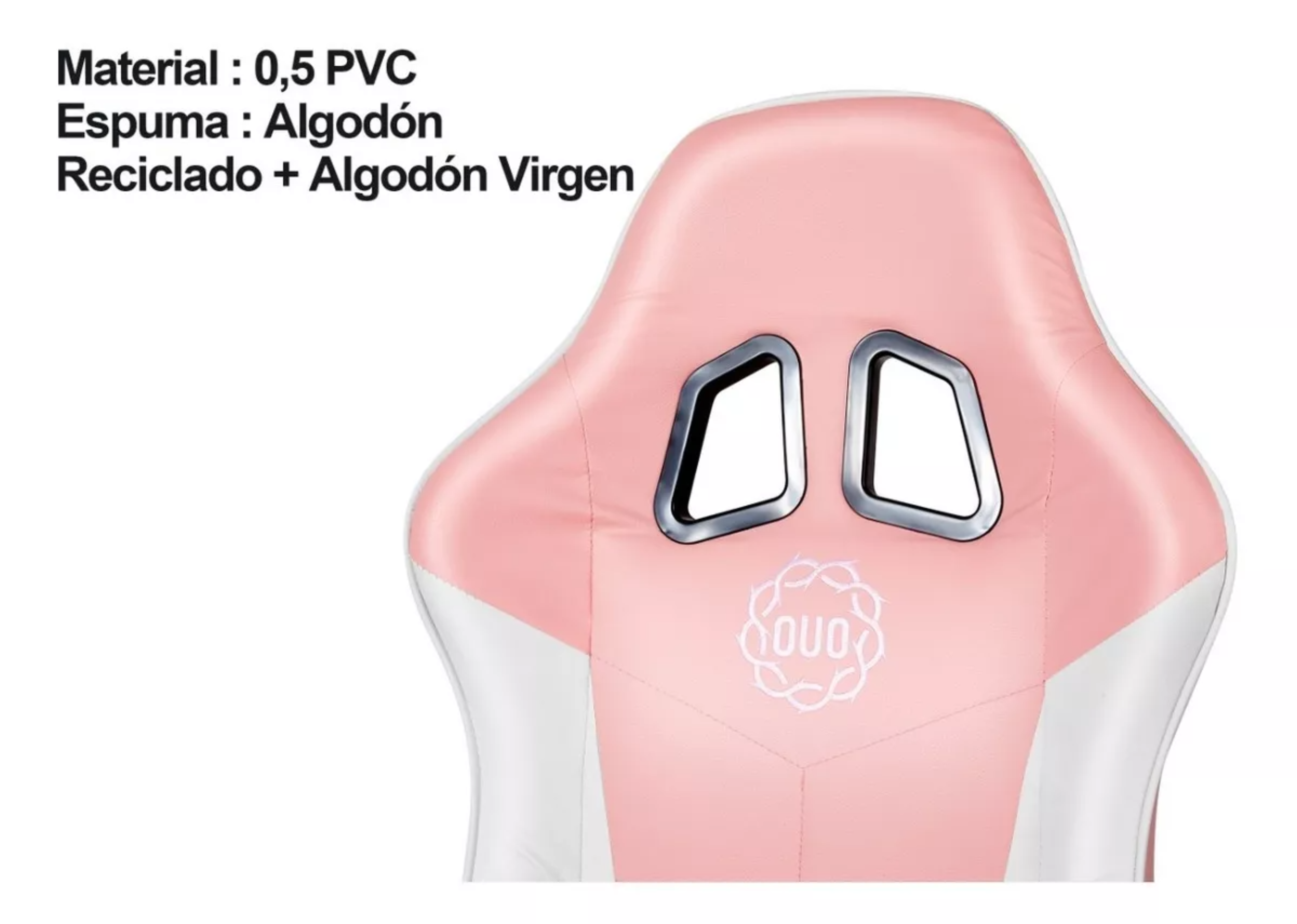 Silla Gamer Ergonómica Con Reposapiés Reclinable Cómoda Ouo Color Rosa/Blanco Material del tapizado Cuero sintético.