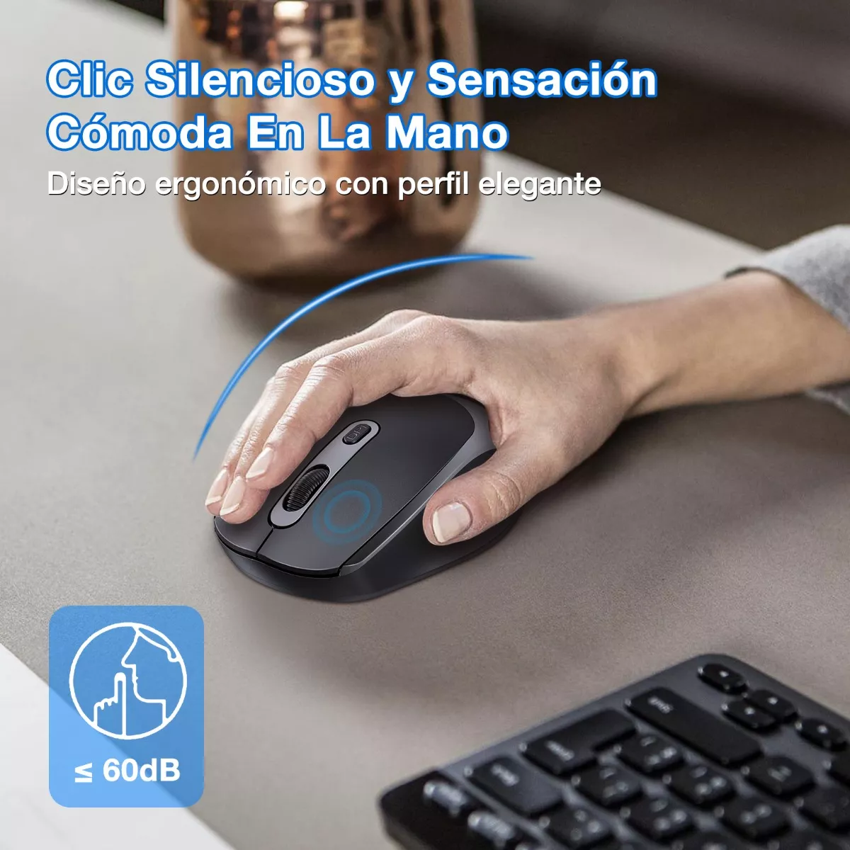 Ratón Inalámbrico Silencioso Portátil Con Receptor Usb Negro
