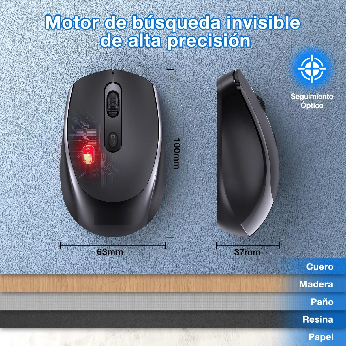 Ratón Inalámbrico Silencioso Portátil Con Receptor Usb Negro