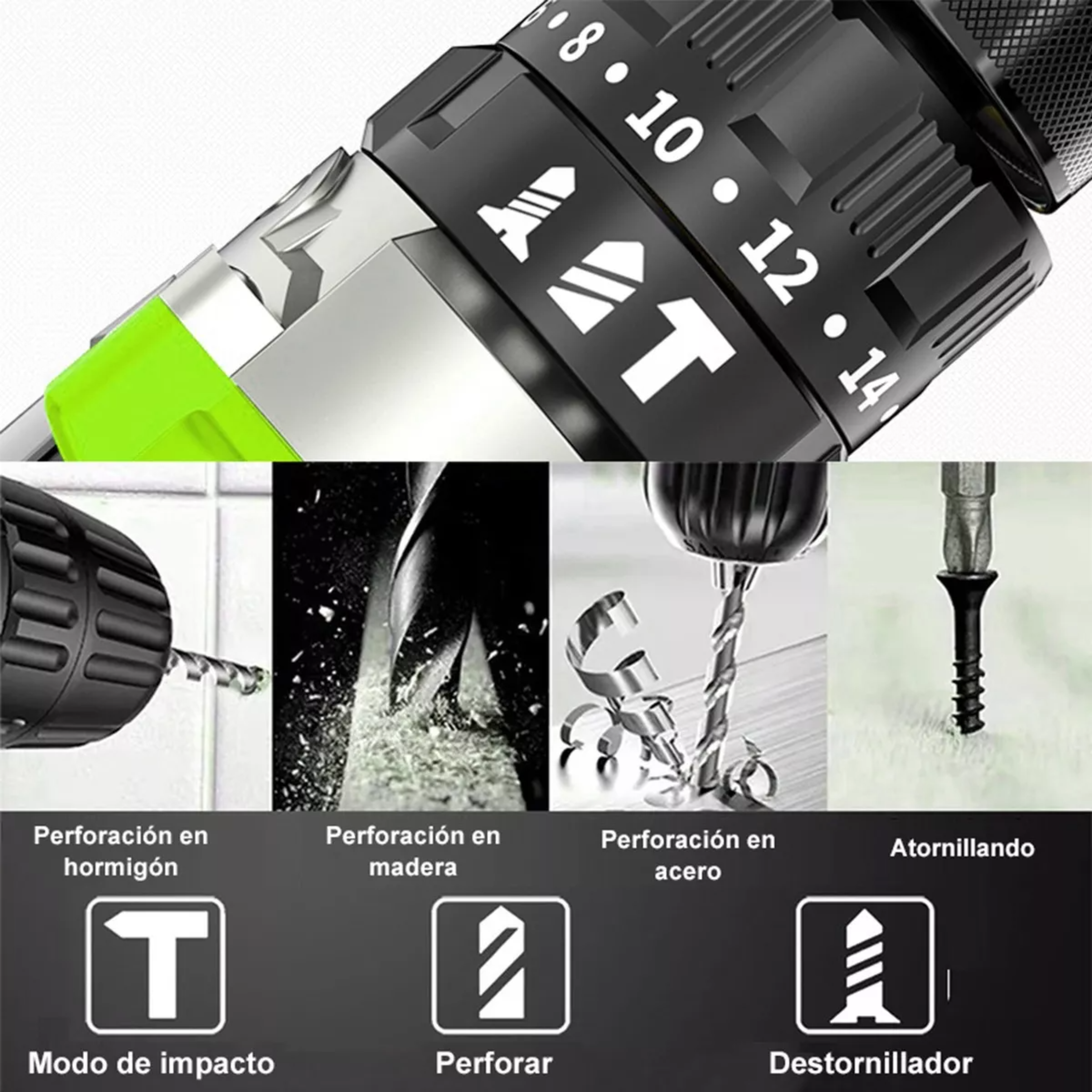 Taladro Rotomartillo Sin Carbones Inalámbrico 1/2 Eje +13mm.