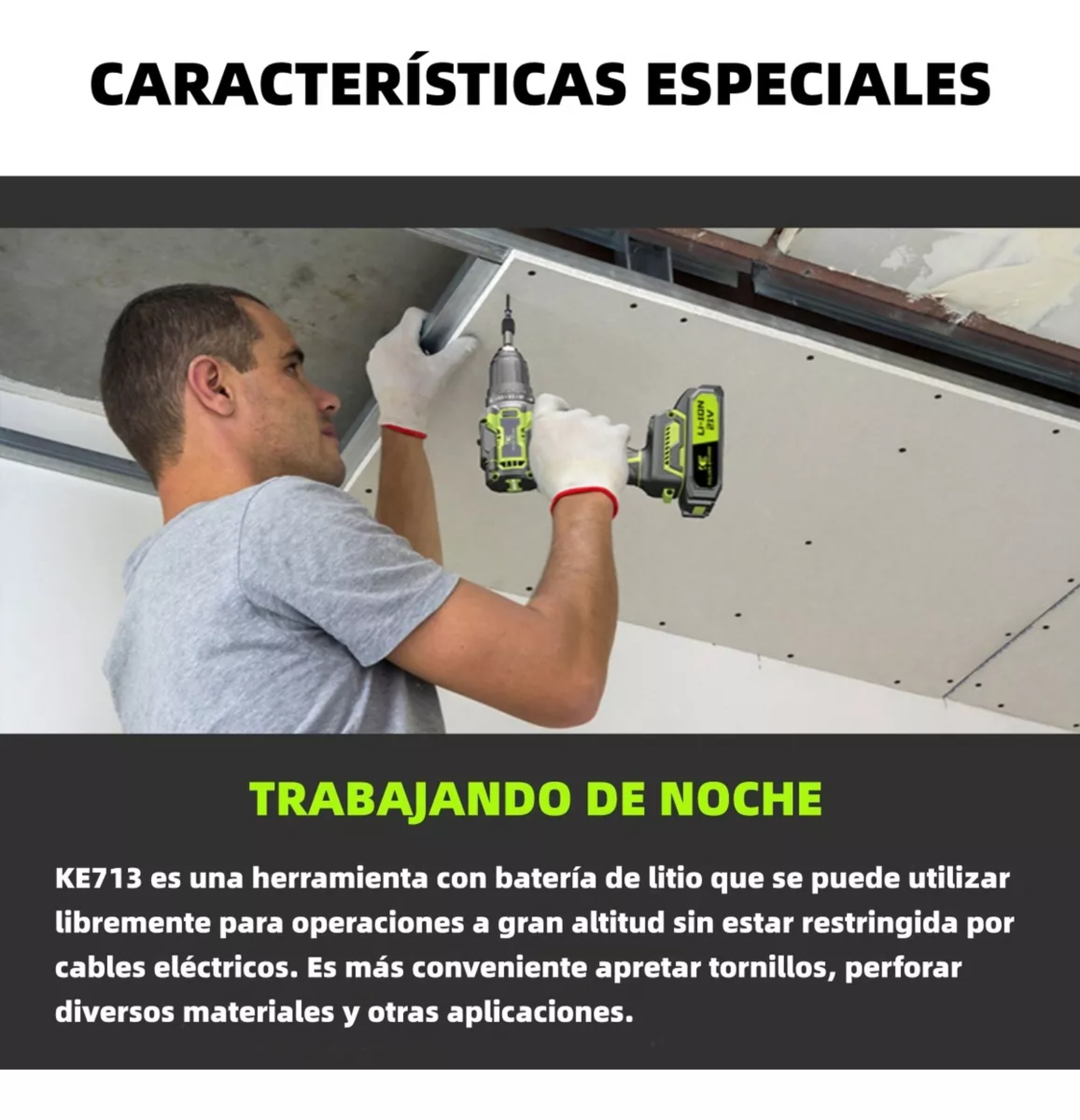 Taladro Rotomartillo Sin Carbones Inalámbrico 1/2 Eje +13mm.