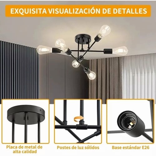 Lámpara De Techo Colgante Decorativas Moderna 6 Luces Sala