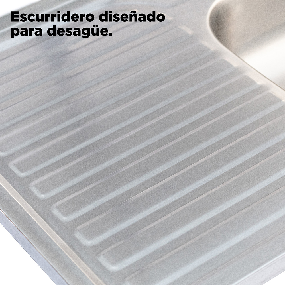 MEER Faucets by CNX | Fregadero para Cocina con Escurridero Izquierdo de Acero Inoxidable Satinado, Mezcladora Premium con Dos Tipos de Chorro y Cuello Extensible. Incluye Accesorios de Instalación