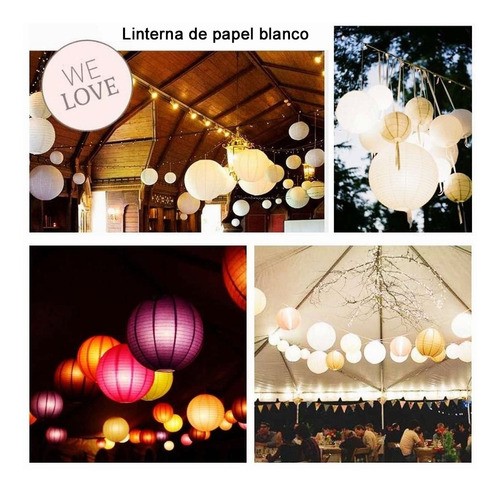 10 Lamparas Chinas De Papel Y 10 Amarillo Cálido Focos Led