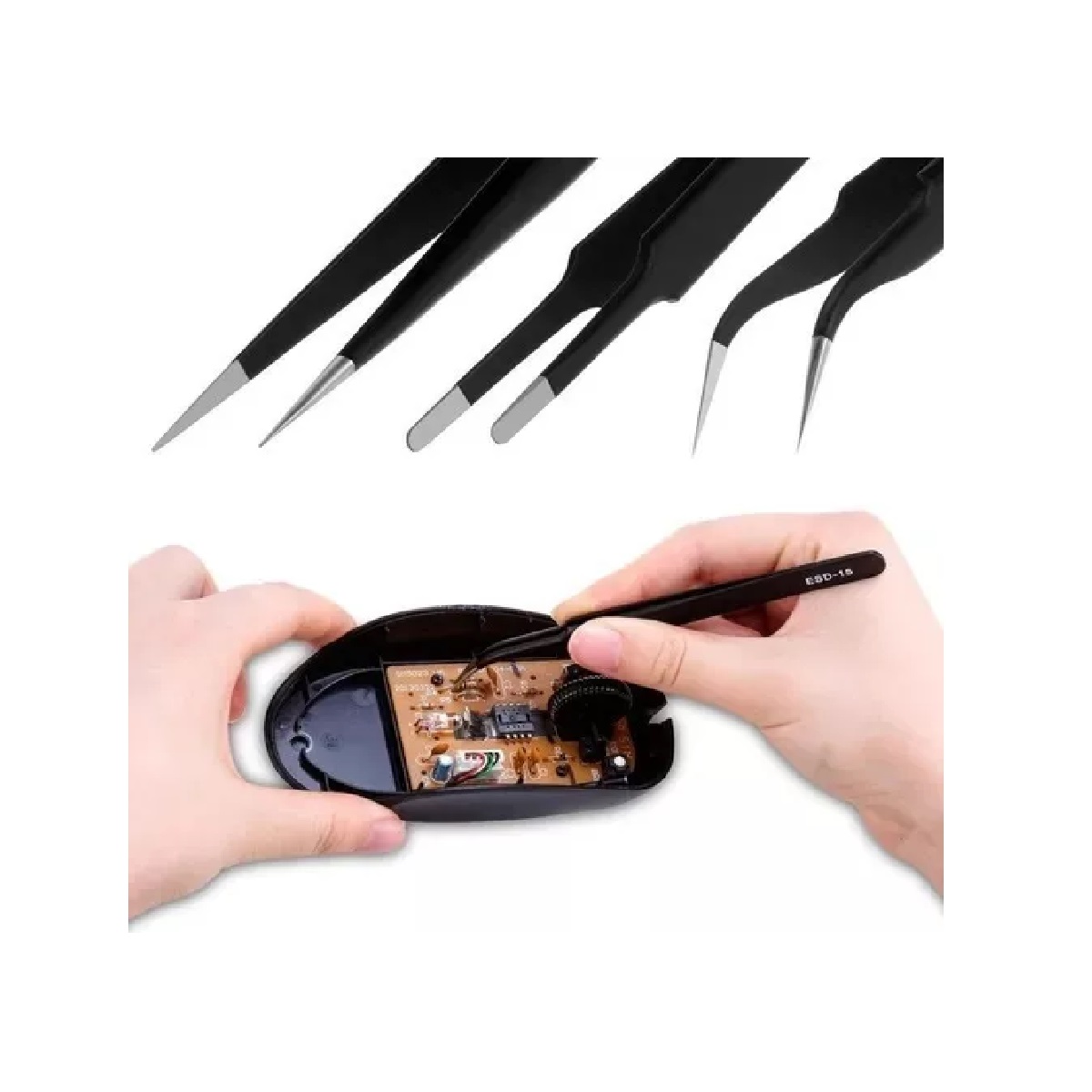 Kit Pinzas Antiestáticas Precisión Herramienta Electronica