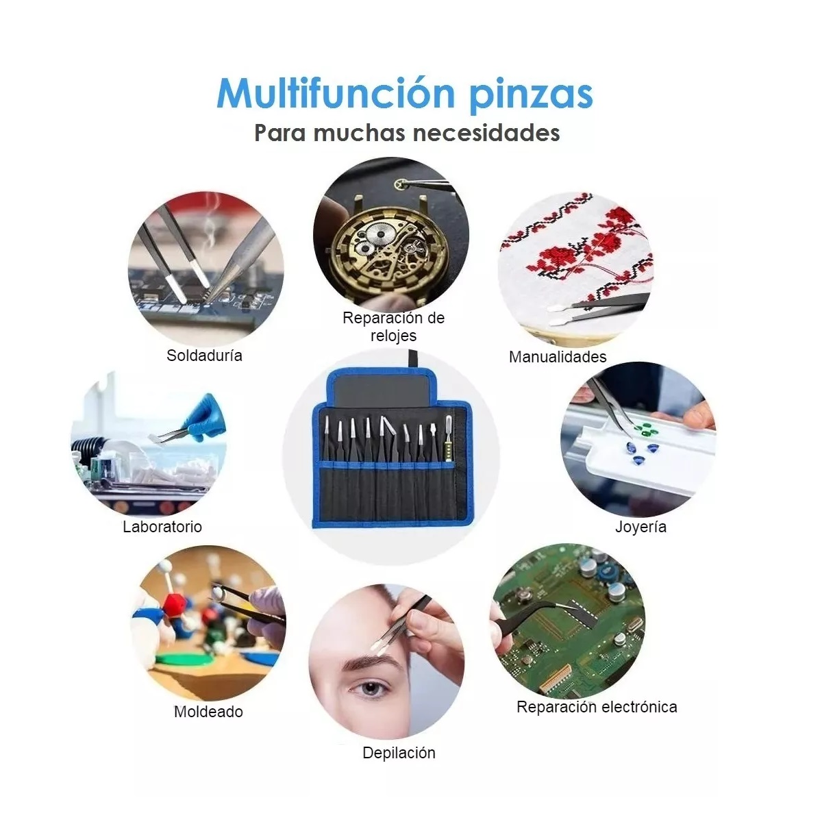 Kit Pinzas Antiestáticas Precisión Herramienta Electronica