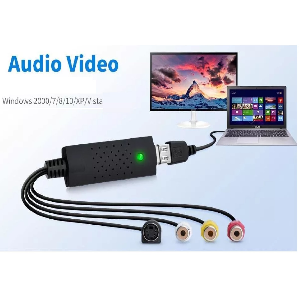 Tarjeta Captura Rca A Usb Convertidor Vhs Vcr A Digital Dvd