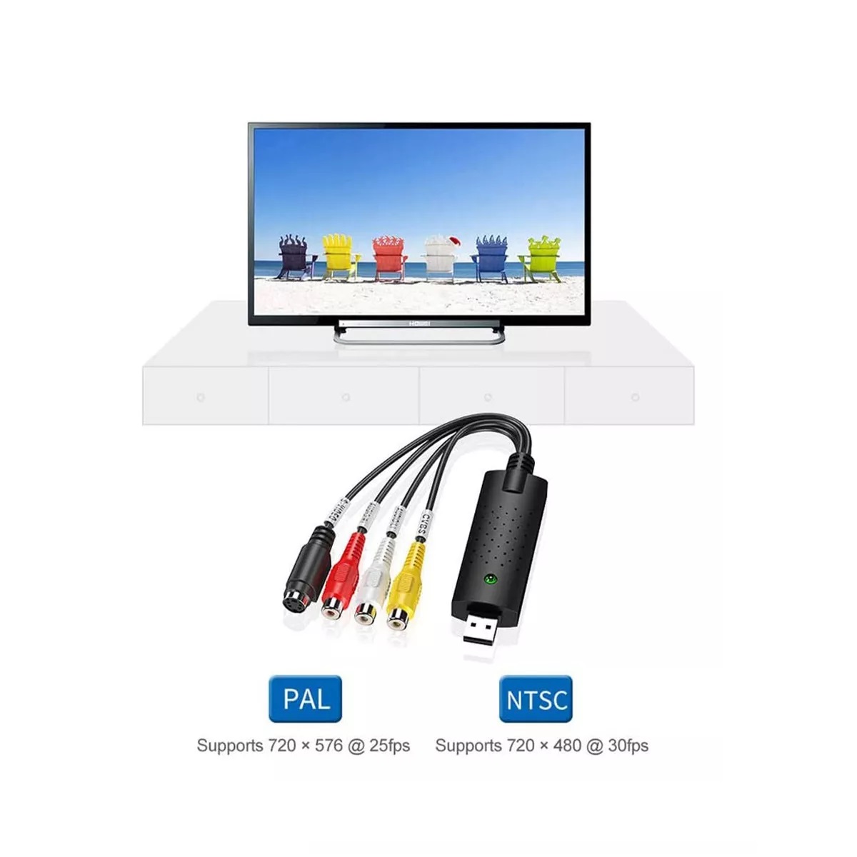 Tarjeta Captura Rca A Usb Convertidor Vhs Vcr A Digital Dvd