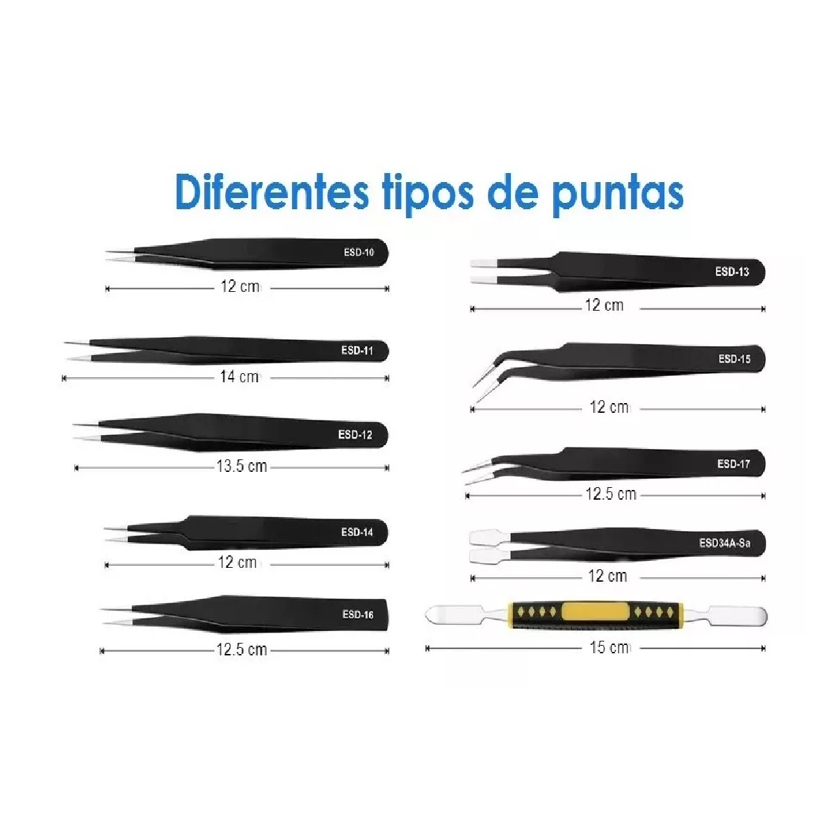 Kit Pinzas Antiestáticas Precisión Herramienta Electronica