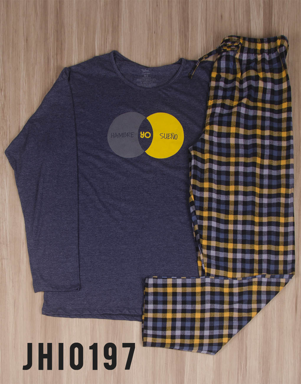 Pijama de caballero de manga larga HAMBRE YO SUEÑO TWINS