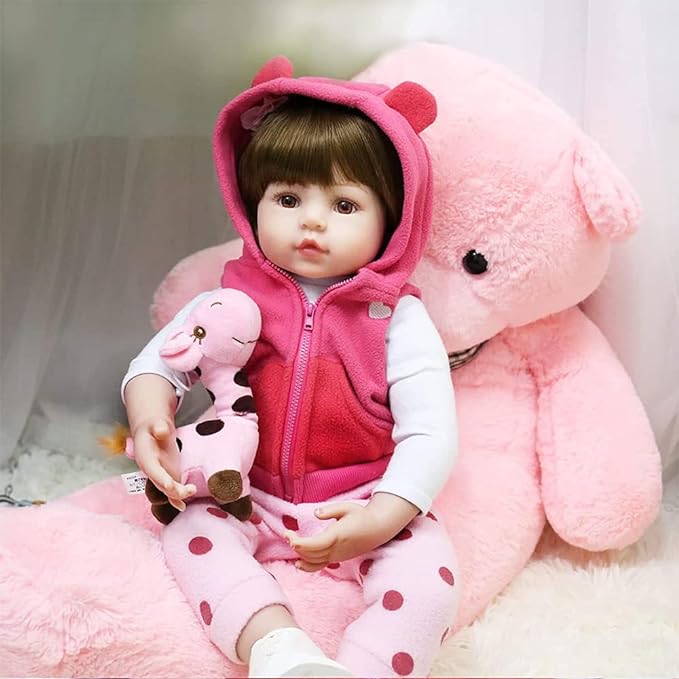 A VOICEPTT Bebé Reborn Muñeca Simulado Cuerpo Silicona Algodón, Reborn Baby Silicone de Juguete 47cm.