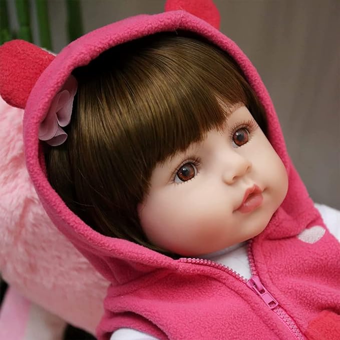 A VOICEPTT Bebé Reborn Muñeca Simulado Cuerpo Silicona Algodón, Reborn Baby Silicone de Juguete 47cm.
