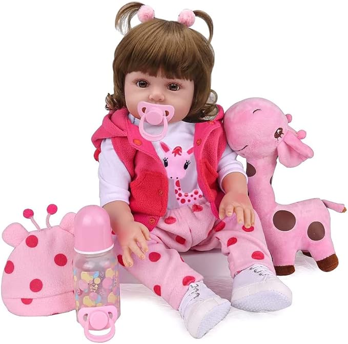 A VOICEPTT Bebé Reborn Muñeca Simulado Cuerpo Silicona Algodón, Reborn Baby Silicone de Juguete 47cm.