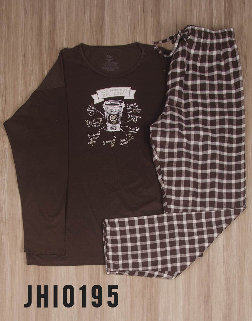 Pijama de caballero manga larga LOS BENEFICIOS Del Café TWINS.