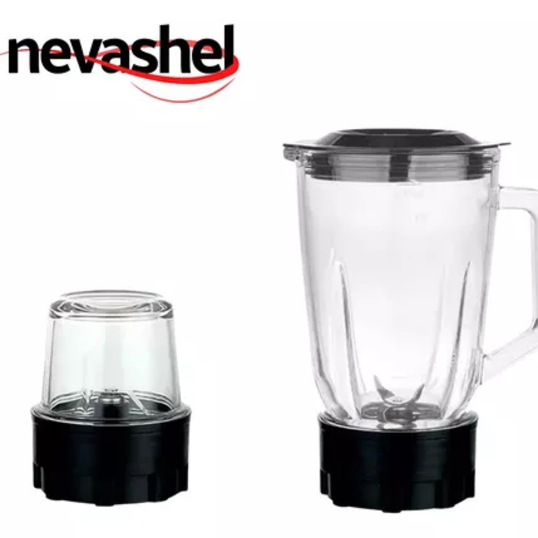 Licuadora Electrica Potente De 600w Nevashel Modelo Ad-04 Uso Rudo Domestico Con Jarra De 1.5l Ideal Para Tu Cocina, Licuados, Batidos, Con Vaso Chico Para Granos Mezclar, Batir, Bebidas Y Salsas