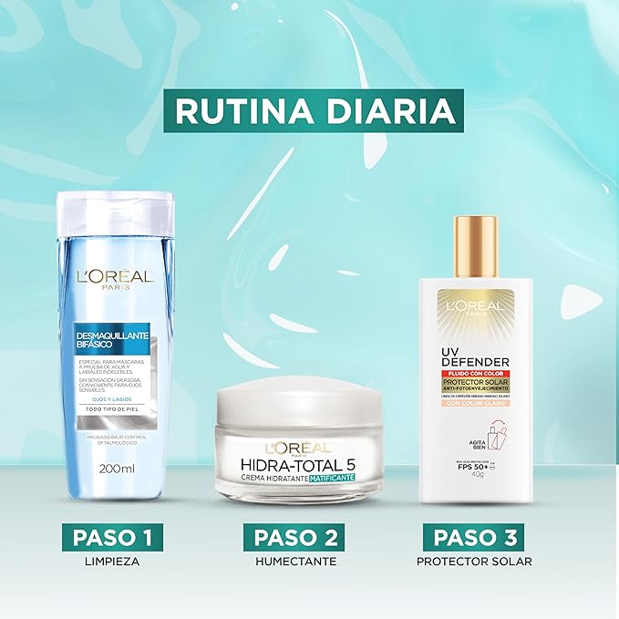 A L'Oréal Paris Crema Anti-Brillo Hidra Total 5 Matificante, 50ml.