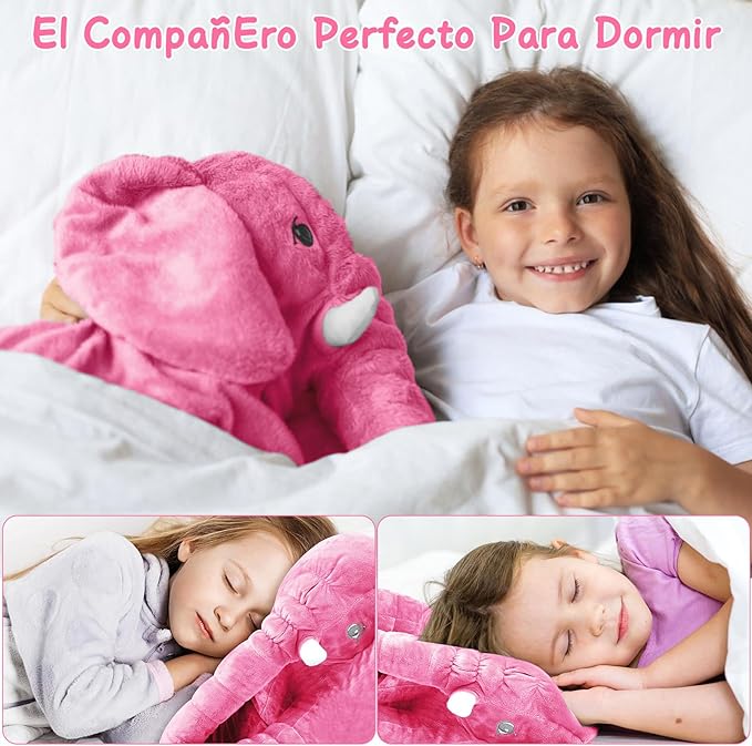 ABREEZEE MARKET Peluche Almohada con Forma De Elefante 65cm Felpa Suave Y Comoda Almohada para Dormir