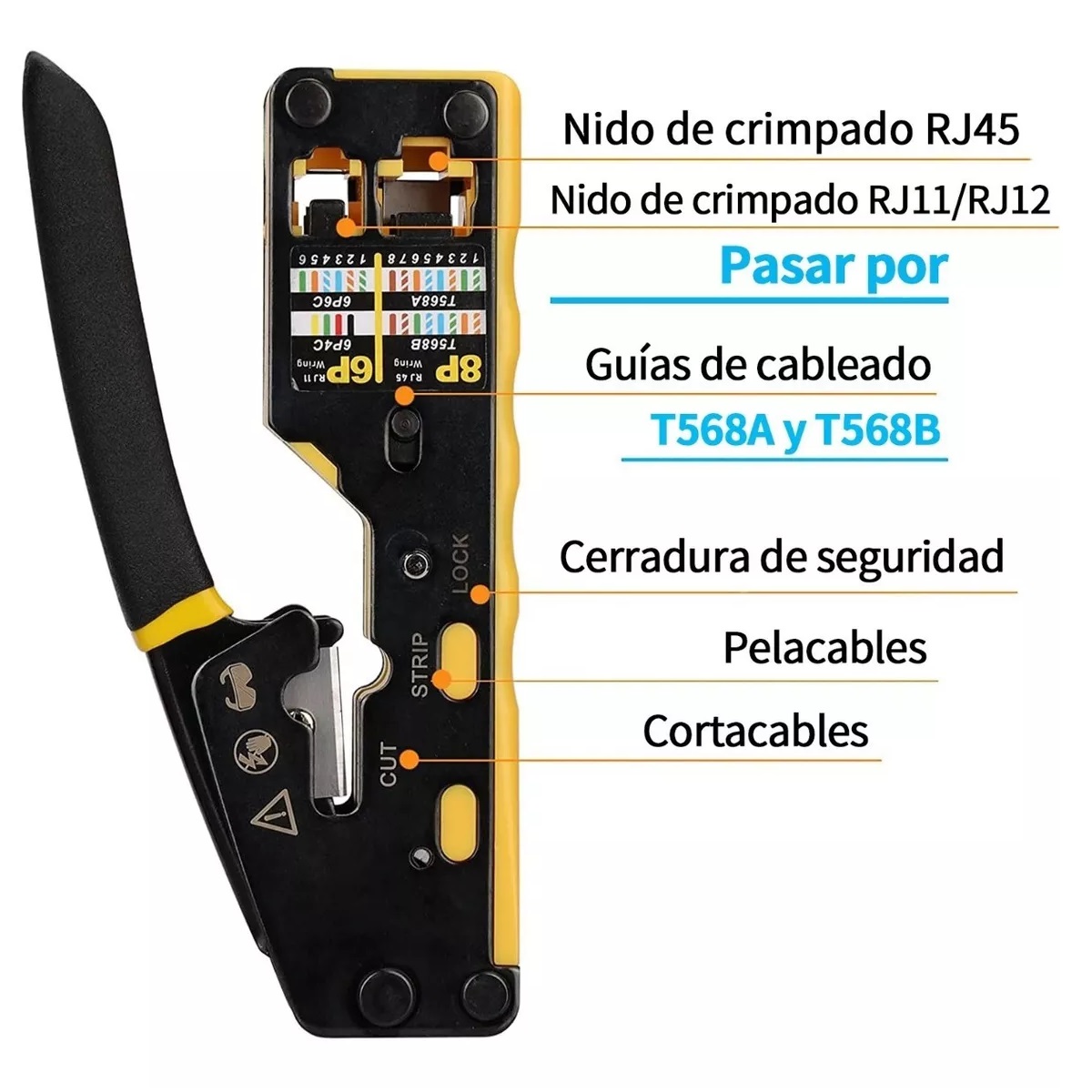 Crimpadora Para Conectores Pasantes Rj45 Cat6 Cat5
