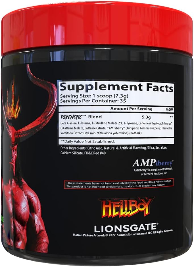 Hellboy Psychotic Sabor Lemonade 35 Servicios Pre Workout Insane Labz Psychotic, Pre entreno, Psychotic pre workout, Oxido Nitrico, prework, preworkout, oxido nitrico pre-entreno.