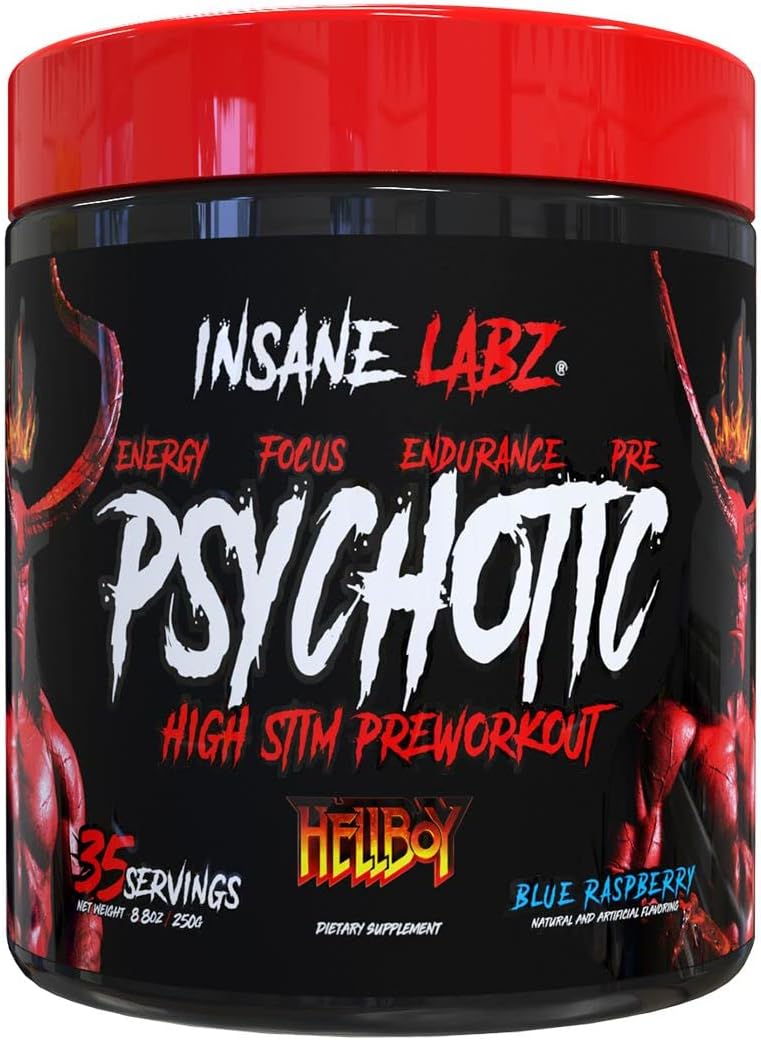 Hellboy Psychotic Sabor Blue Raspberry 35 Servicios Pre Workout Insane Labz Psychotic, Pre entreno, Psychotic pre workout, Oxido Nitrico, prework, preworkout, oxido nitrico pre-entreno.