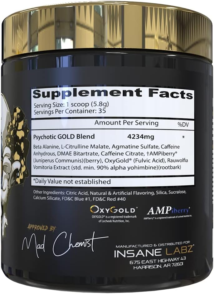 Psychotic Gold Sabor Grape 35 Servicios Pre Workout Insane Labz Psychotic, Pre entreno, Psychotic pre workout, Oxido Nitrico, prework, preworkout, oxido nitrico pre-entreno.