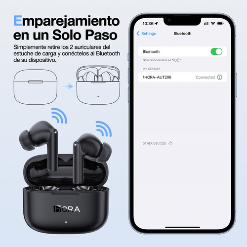 Audífonos Inalámbricos Bluetooth 5.3 1hora Aut206 Auriculares Inalámbricos Compatible con Samsung Xiaomi Laptop Tablet